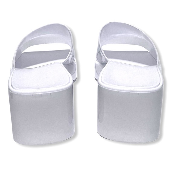 White Jelly Block Heels - Picture 6 of 13